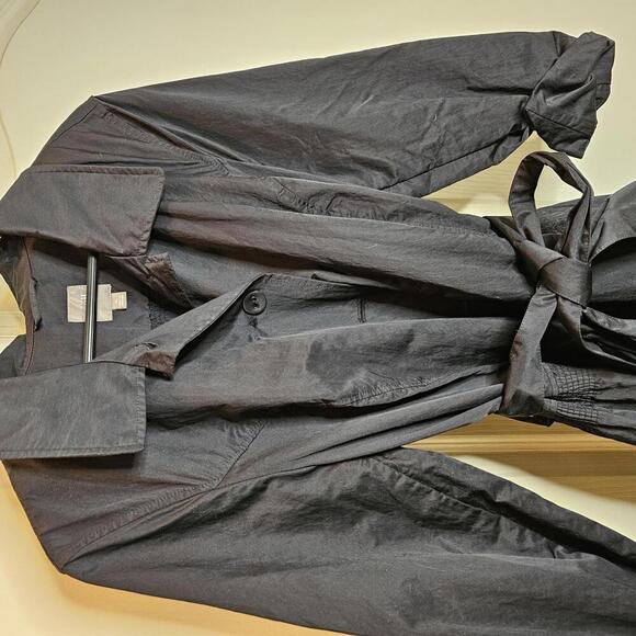 Stylish J.Jill Black Trench Coat - XL - Picture 3 of 5